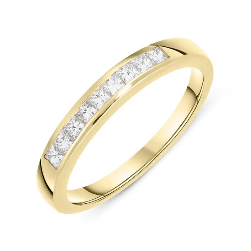 18ct Yellow Gold 0.34ct Diamond Princess Cut Wedding Half Eternity Ring