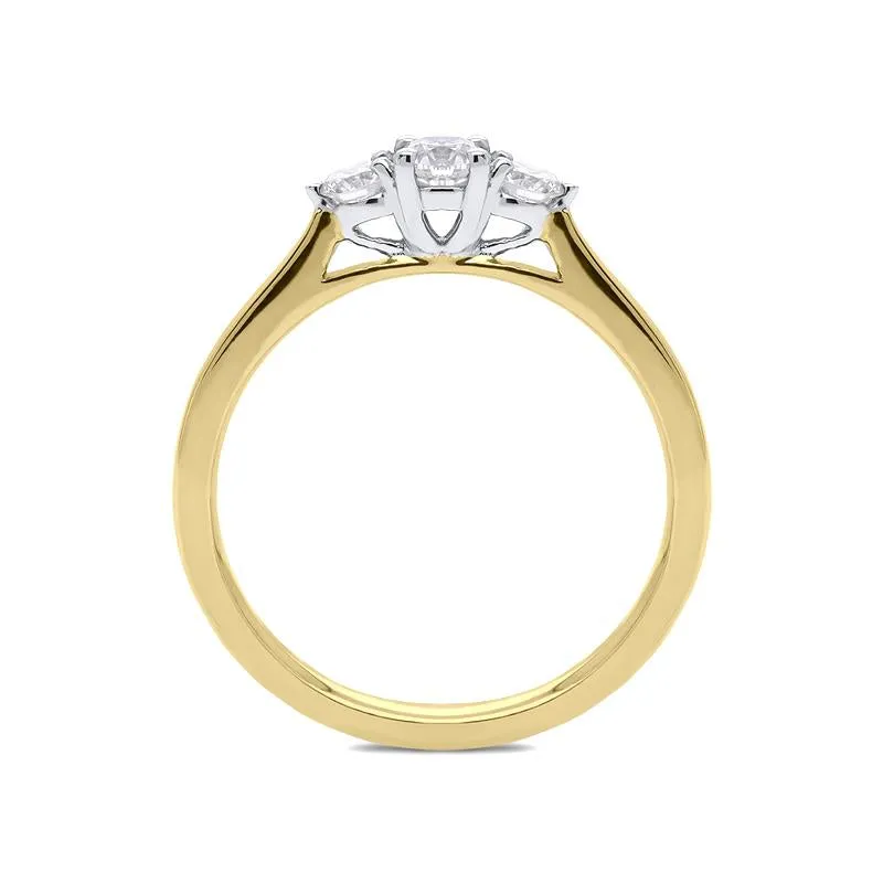 18ct Yellow Gold 0.35ct Diamond Brilliant Cut Trilogy Ring