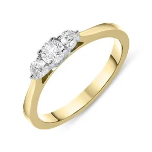 18ct Yellow Gold 0.35ct Diamond Brilliant Cut Trilogy Ring