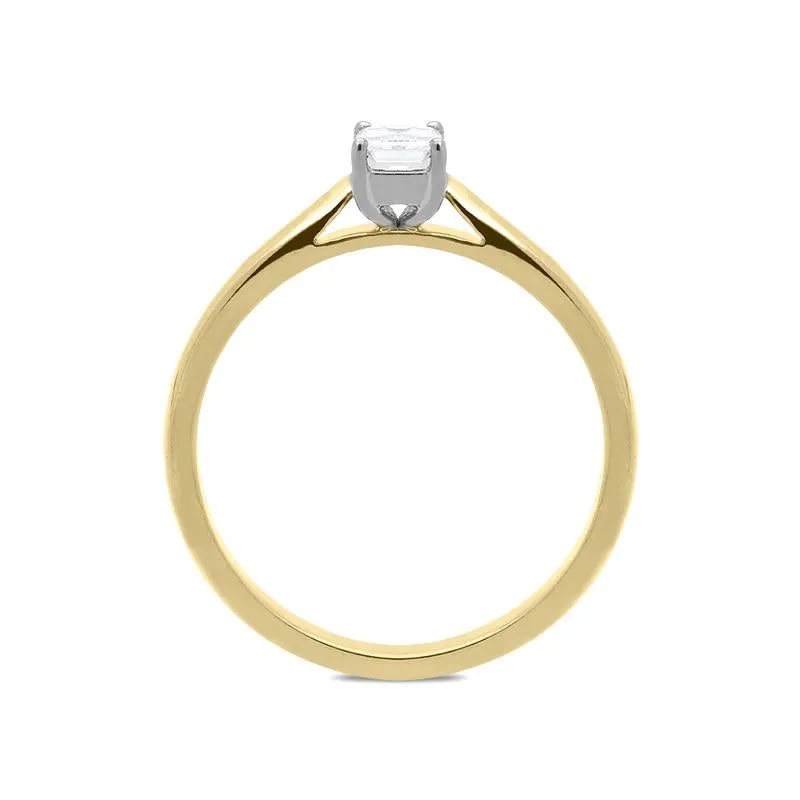 18ct Yellow Gold 0.35ct Diamond Emerald Cut Solitaire Ring