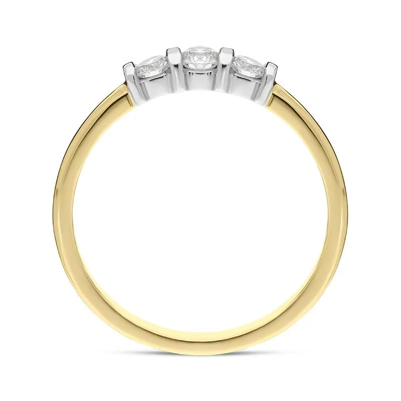 18ct Yellow Gold 0.35ct Diamond Trilogy Bar Set Ring