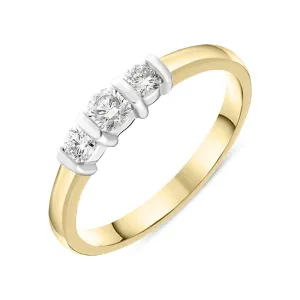 18ct Yellow Gold 0.35ct Diamond Trilogy Bar Set Ring