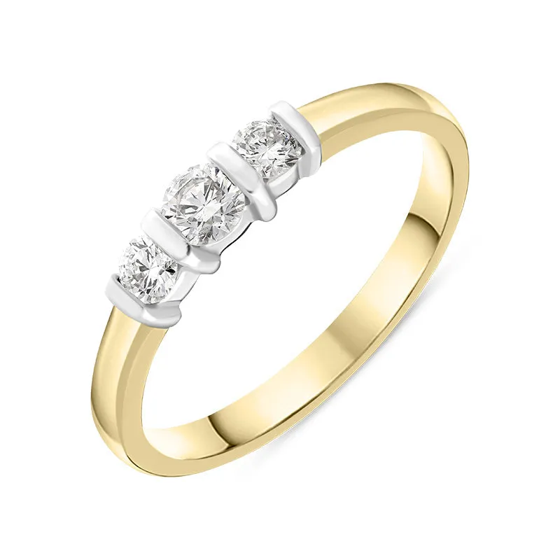 18ct Yellow Gold 0.35ct Diamond Trilogy Bar Set Ring