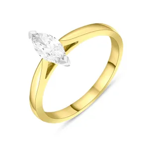 18ct Yellow Gold 0.42ct Diamond Marquise Cut Solitaire Ring