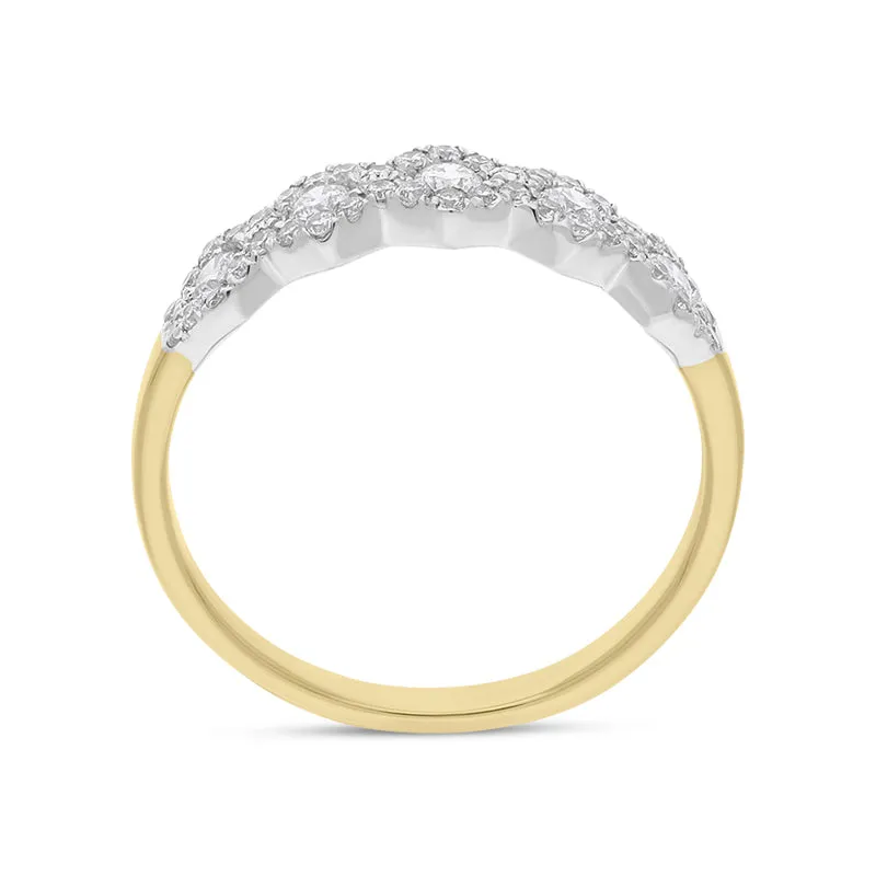 18ct Yellow Gold 0.43ct Diamond Half Eternity Cluster Ring