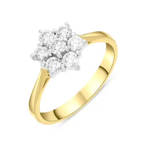 18ct Yellow Gold 0.44ct Diamond Flower Cluster Ring