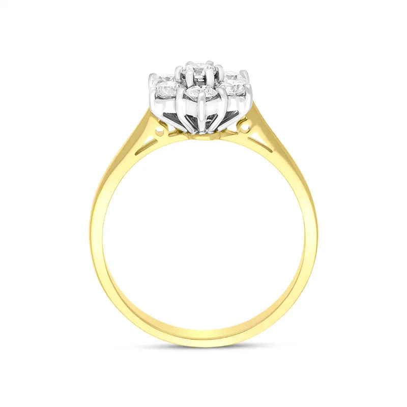 18ct Yellow Gold 0.44ct Diamond Flower Cluster Ring