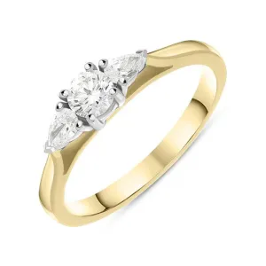 18ct Yellow Gold 0.46ct Diamond Trilogy Pear Cut Ring