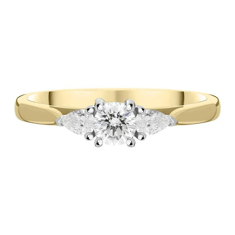 18ct Yellow Gold 0.46ct Diamond Trilogy Pear Cut Ring