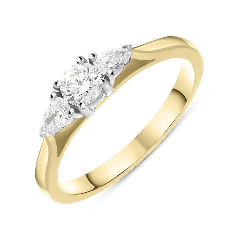 18ct Yellow Gold 0.46ct Diamond Trilogy Pear Cut Ring