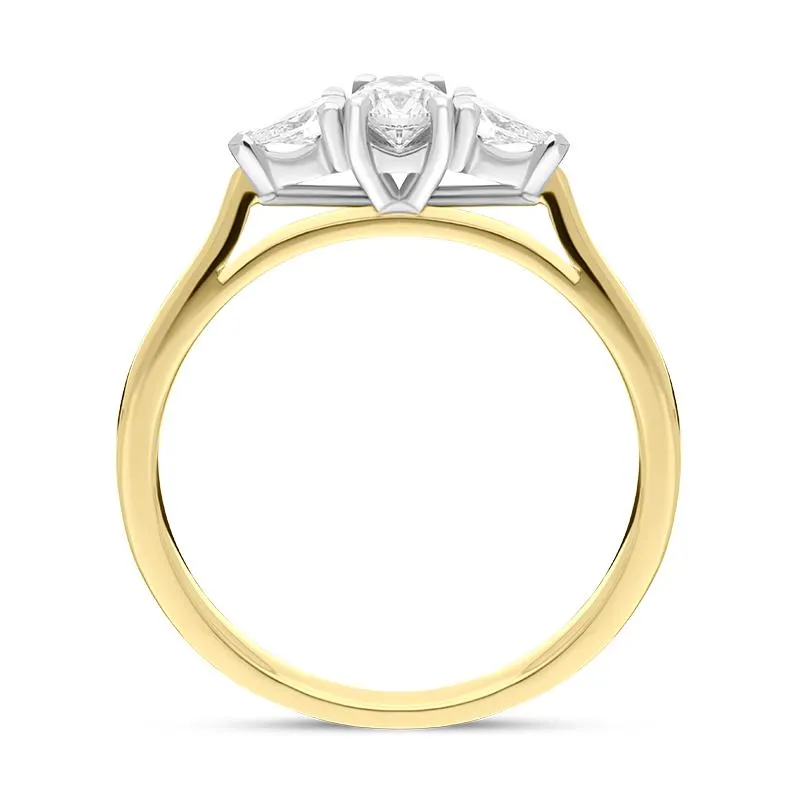 18ct Yellow Gold 0.46ct Diamond Trilogy Pear Cut Ring