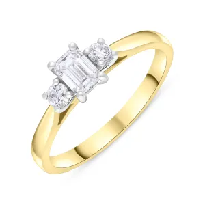18ct Yellow Gold 0.48ct Diamond GIA Certified EVS1 Trilogy Ring