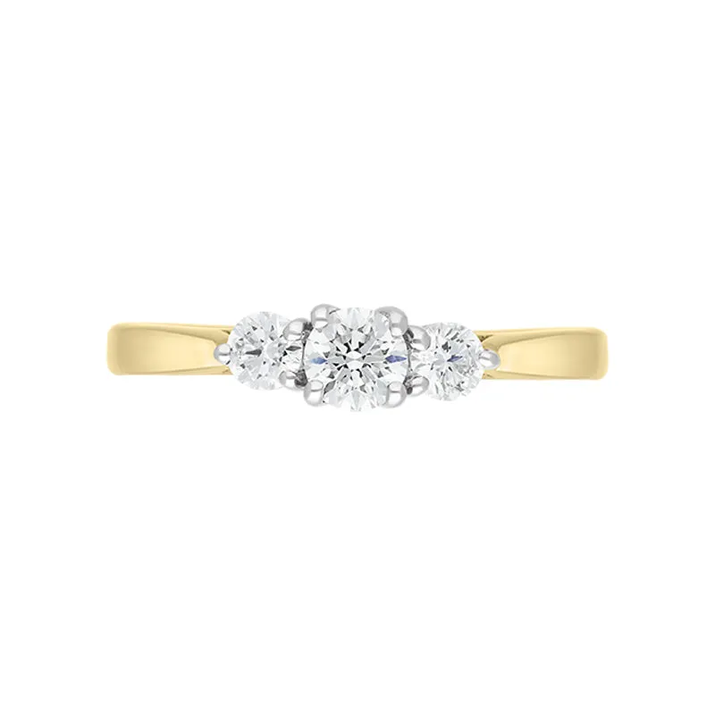 18ct Yellow Gold 0.49ct Diamond Three Stone Ring
