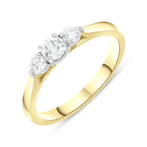 18ct Yellow Gold 0.49ct Diamond Three Stone Ring