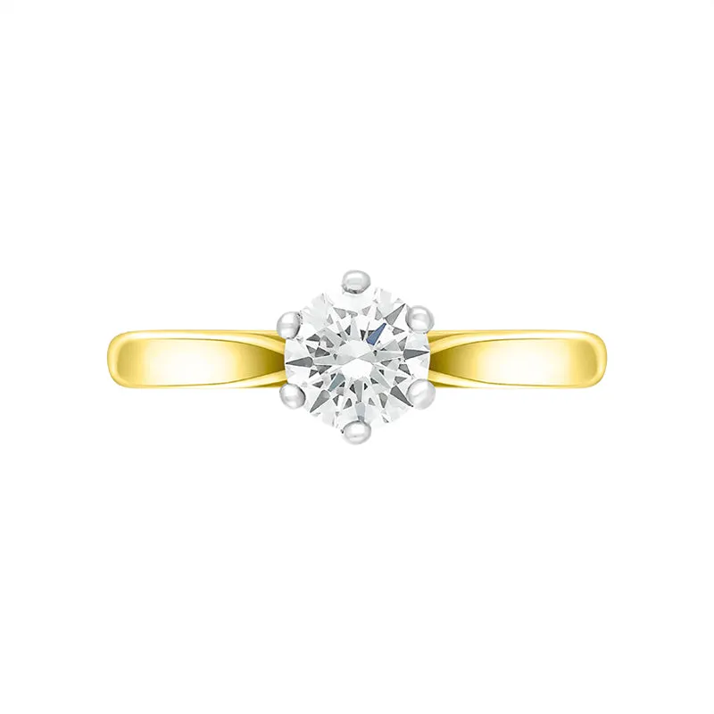 18ct Yellow Gold 0.50ct Diamond Round Brilliant Cut Solitaire Ring