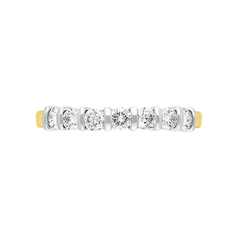 18ct Yellow Gold 0.50ct Diamond Seven Stone Half Eternity Ring