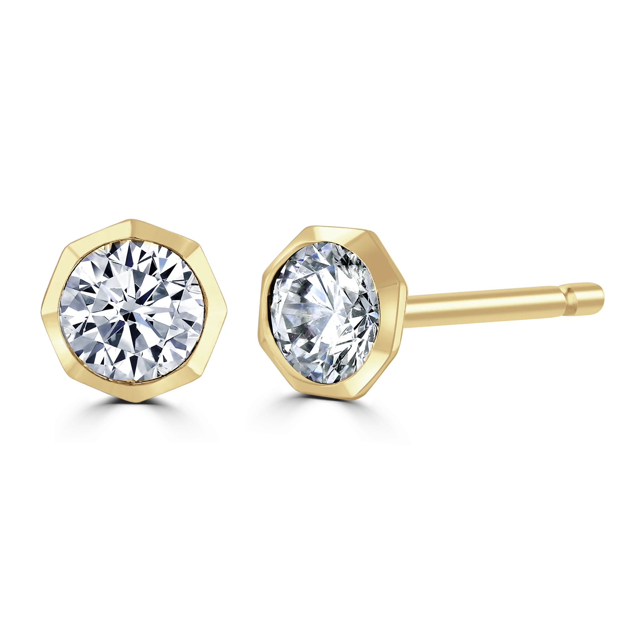 18ct Yellow Gold 0.50ct Diamond Solitaire Octagonal Stud Earrings