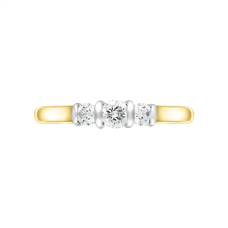 18ct Yellow Gold 0.50ct Diamond Trilogy Bar Set Ring