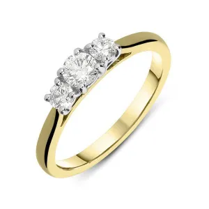 18ct Yellow Gold 0.50ct Diamond Trilogy Ring