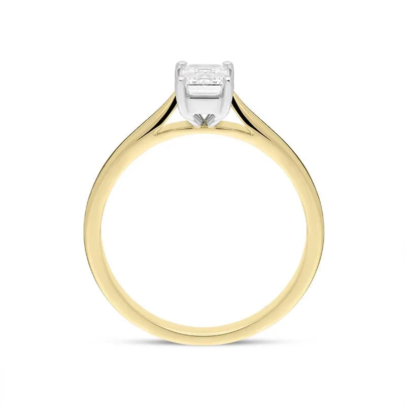 18ct Yellow Gold 0.51ct Diamond Emerald Cut Solitaire Ring
