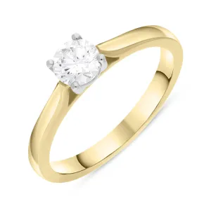 18ct Yellow Gold 0.52ct Diamond Brilliant Cut Solitaire Ring