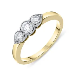 18ct Yellow Gold 0.53ct Diamond Trilogy Ring