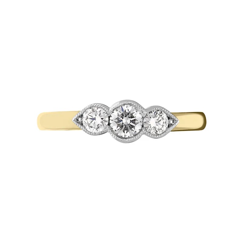 18ct Yellow Gold 0.53ct Diamond Trilogy Ring