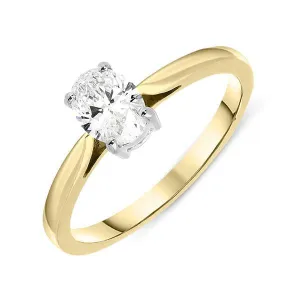 18ct Yellow Gold 0.55ct Diamond Oval Cut Solitaire Ring