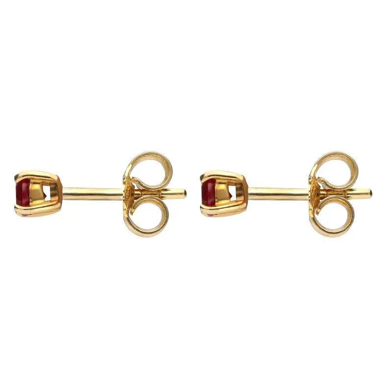 18ct Yellow Gold 0.69ct Ruby Brilliant Cut Stud Earrings