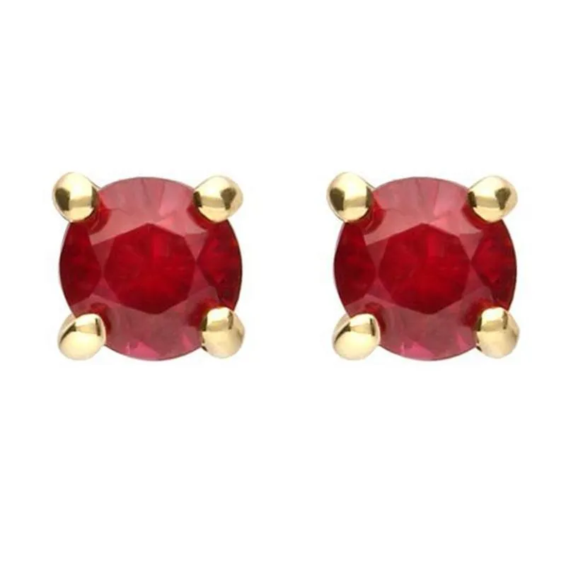 18ct Yellow Gold 0.69ct Ruby Brilliant Cut Stud Earrings