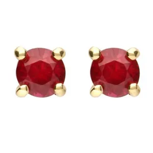 18ct Yellow Gold 0.69ct Ruby Brilliant Cut Stud Earrings