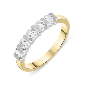 18ct Yellow Gold 0.72ct Diamond Bar Set Wedding Half Eternity Ring
