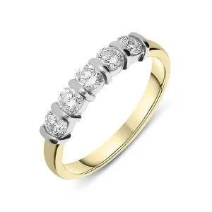 18ct Yellow Gold 0.73ct Diamond Bar Set Wedding Half Eternity Ring
