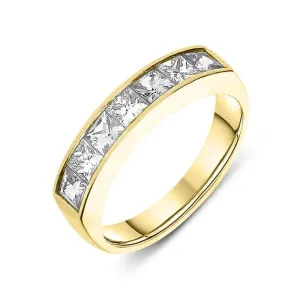 18ct Yellow Gold 0.73ct Diamond Princess Cut Channel Set Wedding Half Eternity Ring