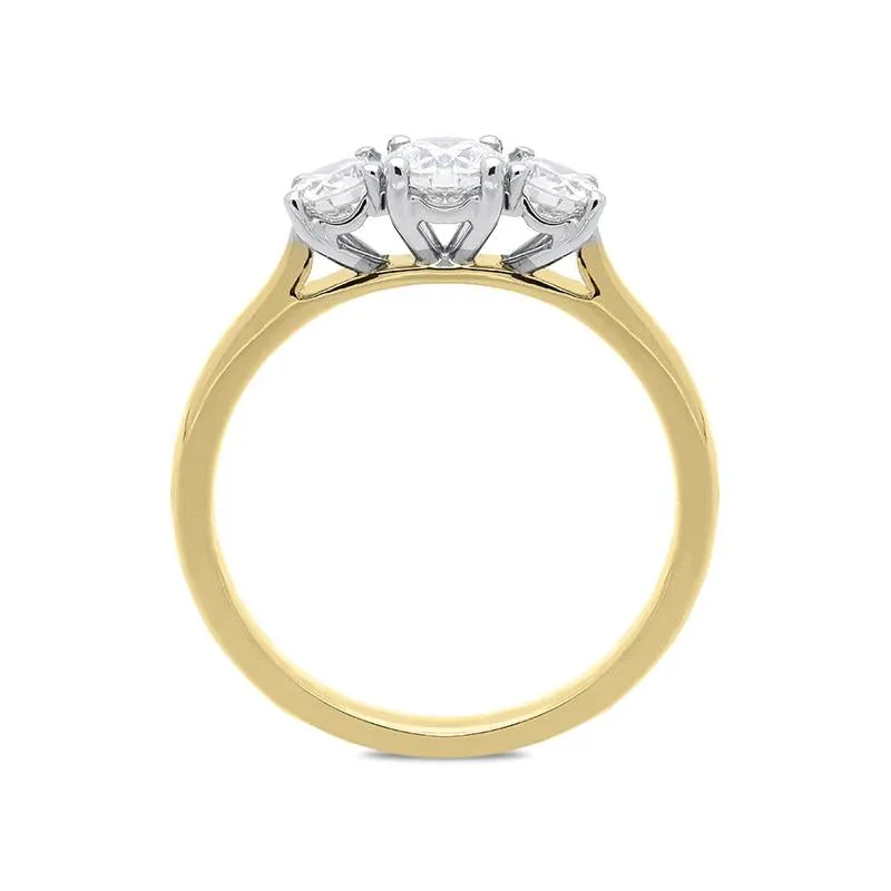 18ct Yellow Gold 0.75ct Diamond Brilliant Cut Trilogy Ring