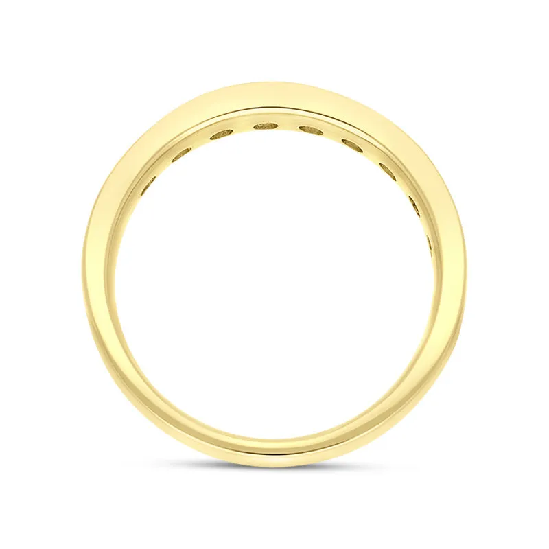 18ct Yellow Gold 0.75ct Diamond Ten Stone Channel Set Eternity Ring
