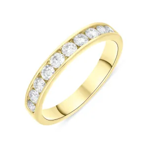18ct Yellow Gold 0.75ct Diamond Ten Stone Channel Set Eternity Ring