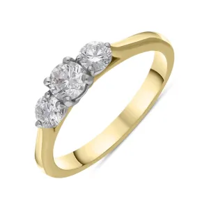 18ct Yellow Gold 0.76ct Diamond Brilliant Cut Trilogy Ring