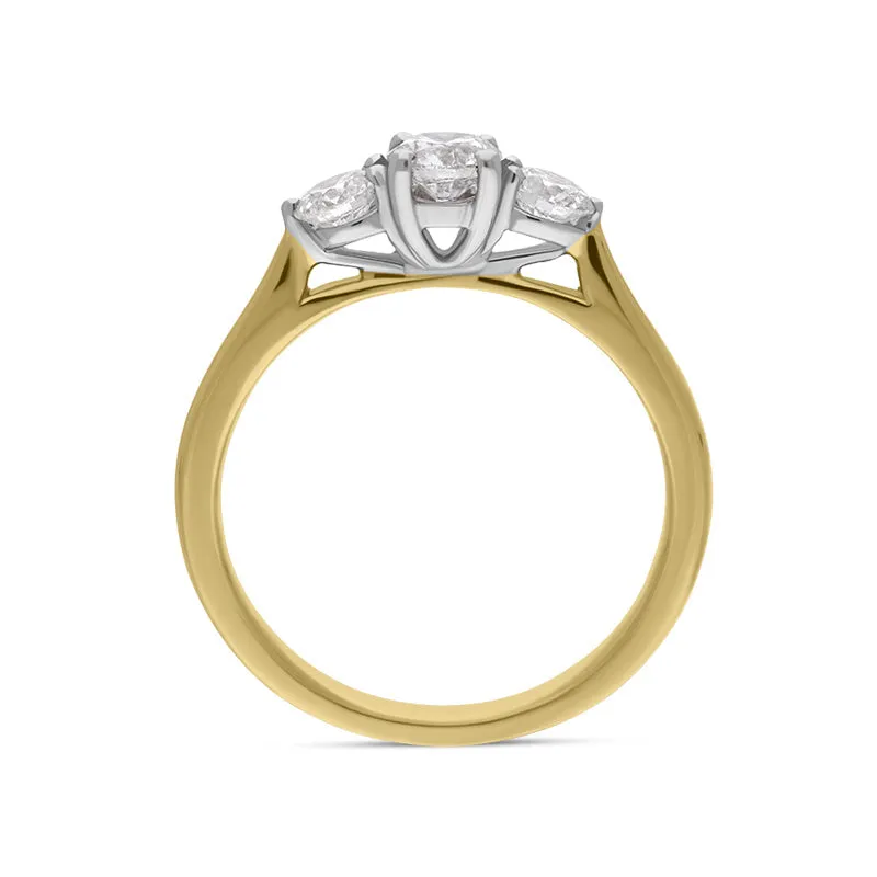 18ct Yellow Gold 0.76ct Diamond Brilliant Cut Trilogy Ring