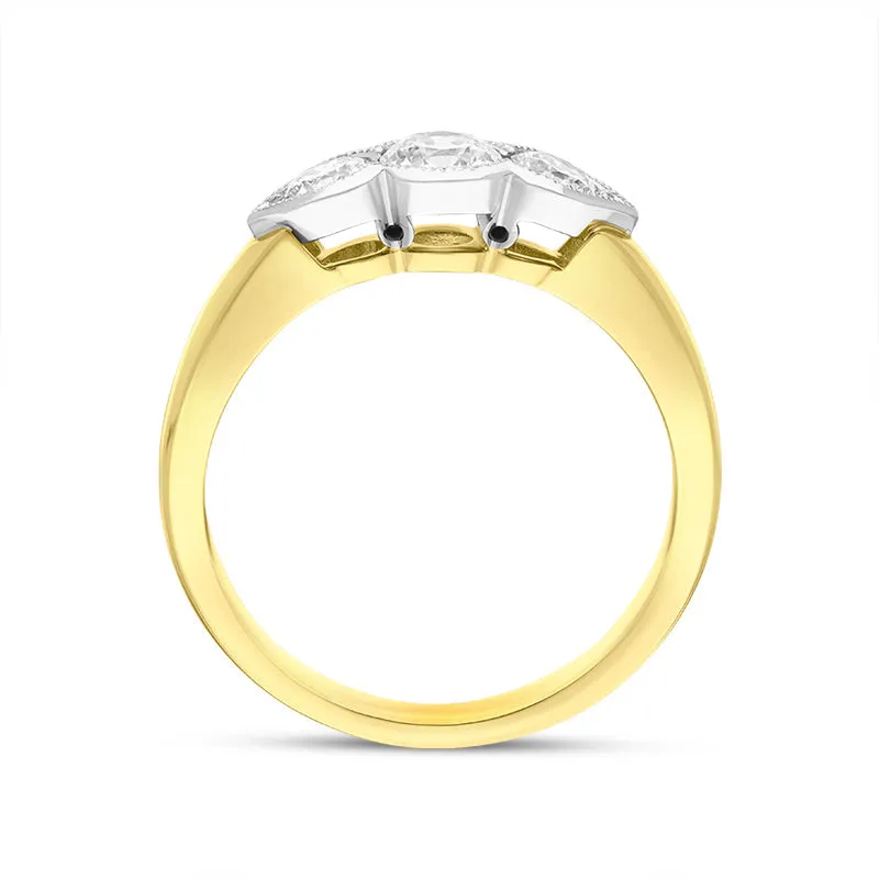 18ct Yellow Gold 0.80ct Diamond Three Stone Ring