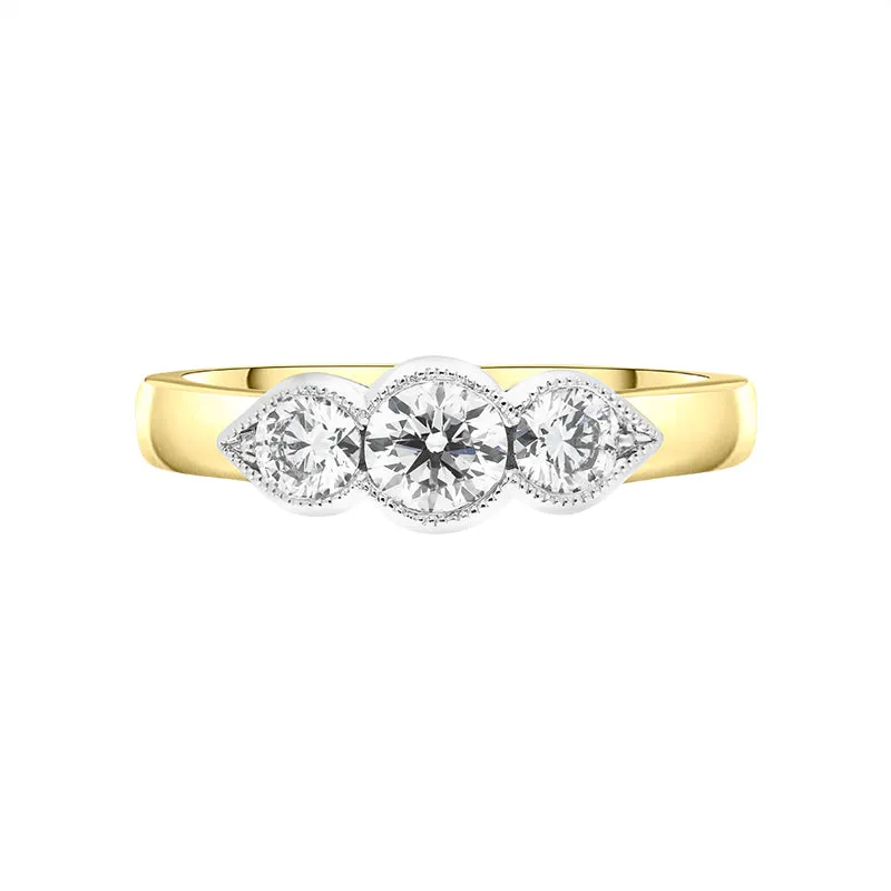 18ct Yellow Gold 0.80ct Diamond Three Stone Ring