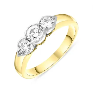 18ct Yellow Gold 0.80ct Diamond Three Stone Ring