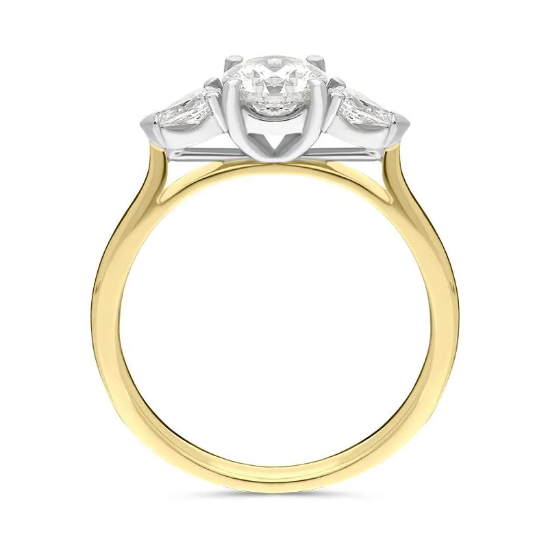 18ct Yellow Gold 0.89ct Diamond Trilogy Pear Cut Ring