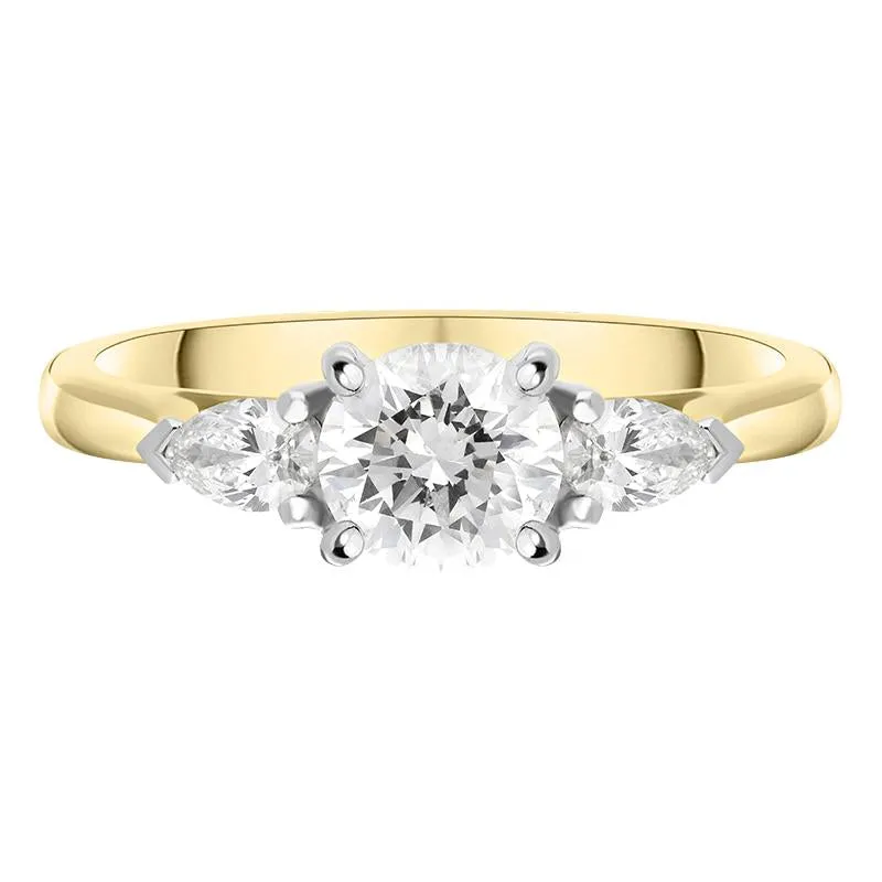 18ct Yellow Gold 0.89ct Diamond Trilogy Pear Cut Ring