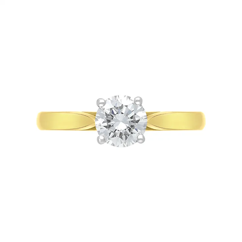 18ct Yellow Gold 0.90ct Diamond Round Brilliant Cut Solitaire Ring