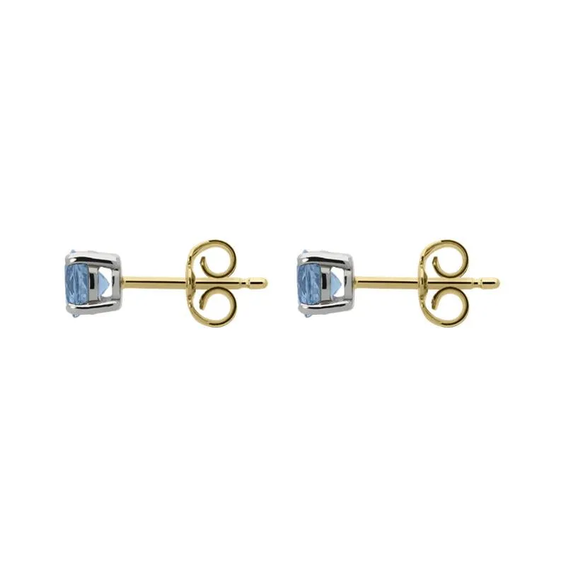18ct Yellow Gold 0.91ct Aquamarine Solitaire Stud Earrings