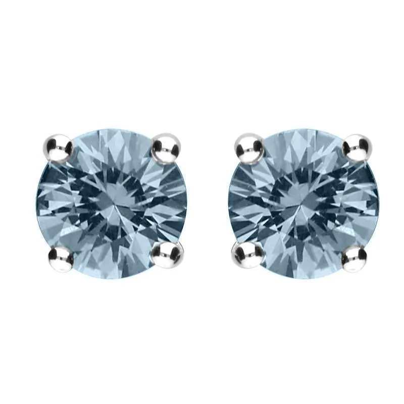 18ct Yellow Gold 0.91ct Aquamarine Solitaire Stud Earrings