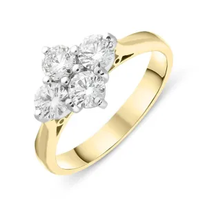 18ct Yellow Gold 1.00ct Diamond Cluster Ring