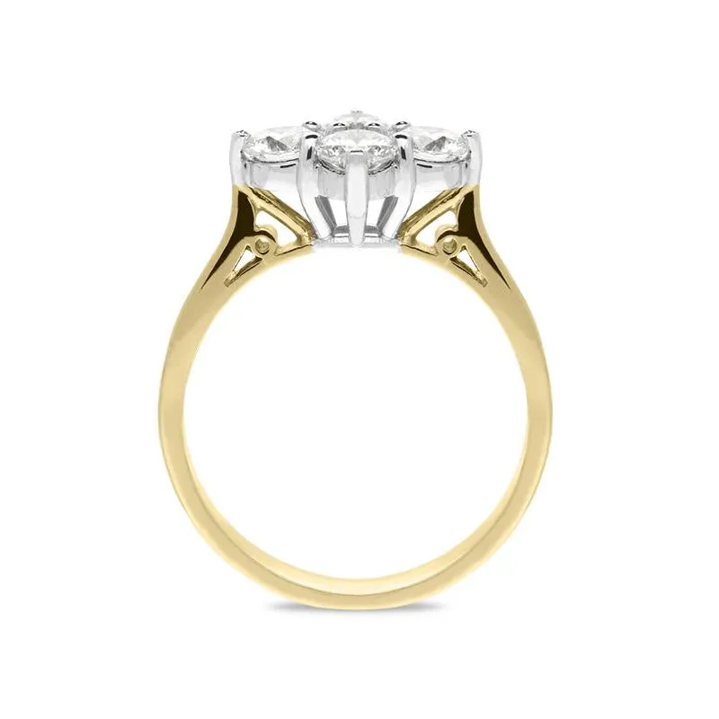 18ct Yellow Gold 1.00ct Diamond Cluster Ring
