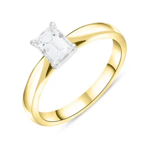 18ct Yellow Gold 1.00ct Diamond Emerald Cut Solitaire Ring